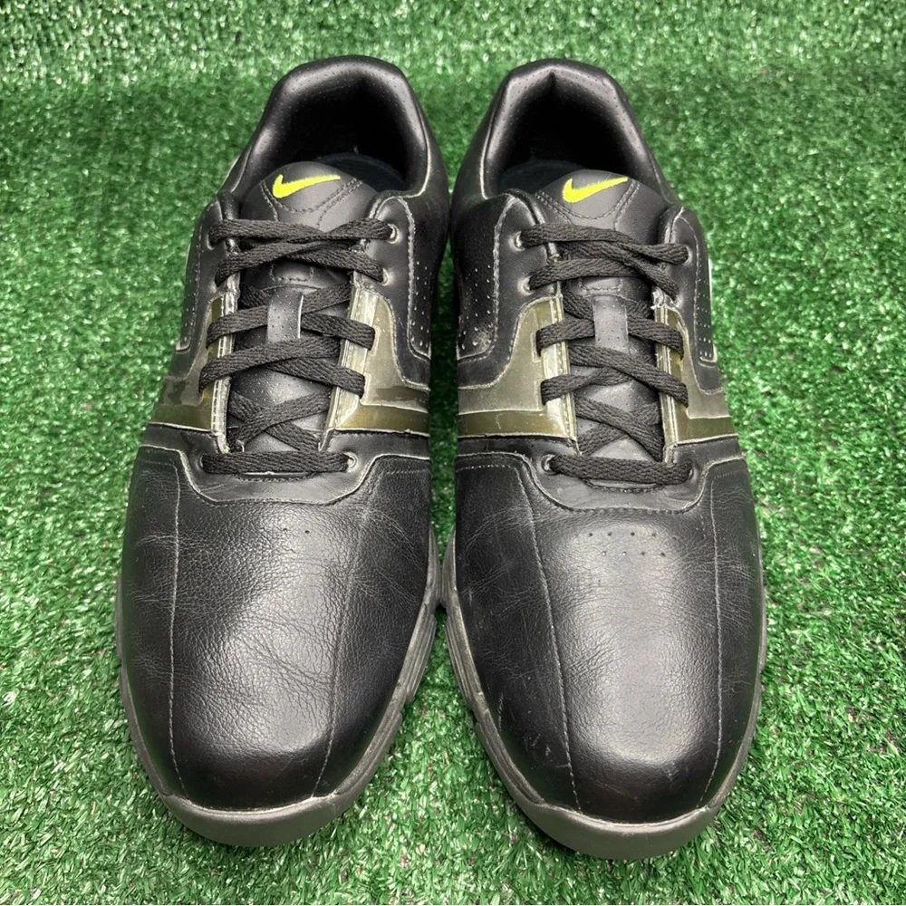 Nike Mens Lunarlon‎ Vintage Black Leather Golf Shoe Size 10 Wide 554684-001